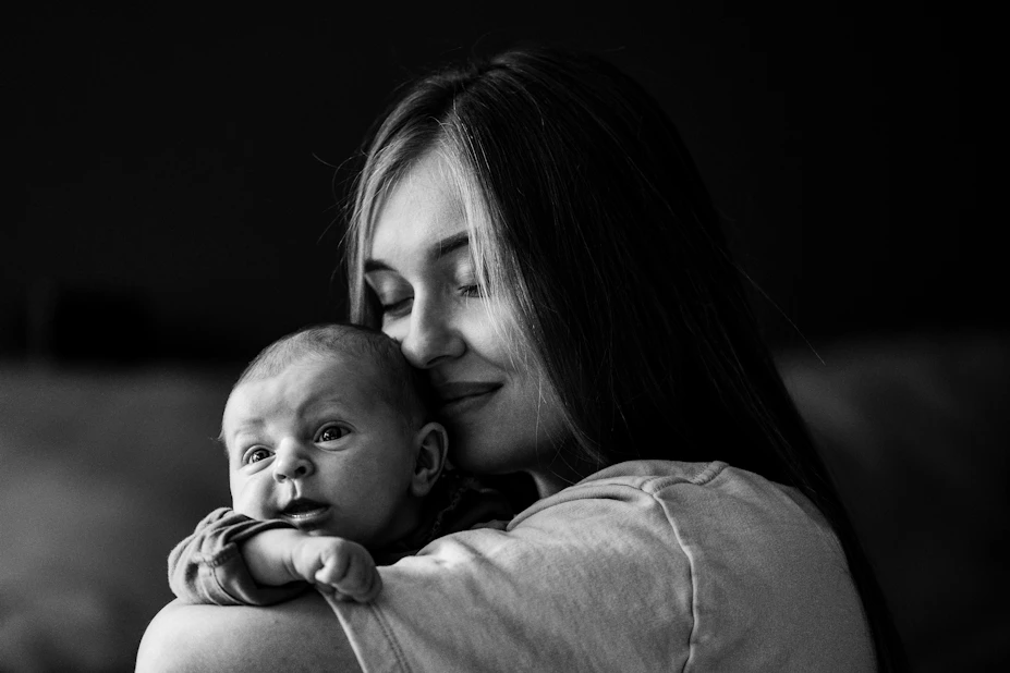 Mother holding her baby