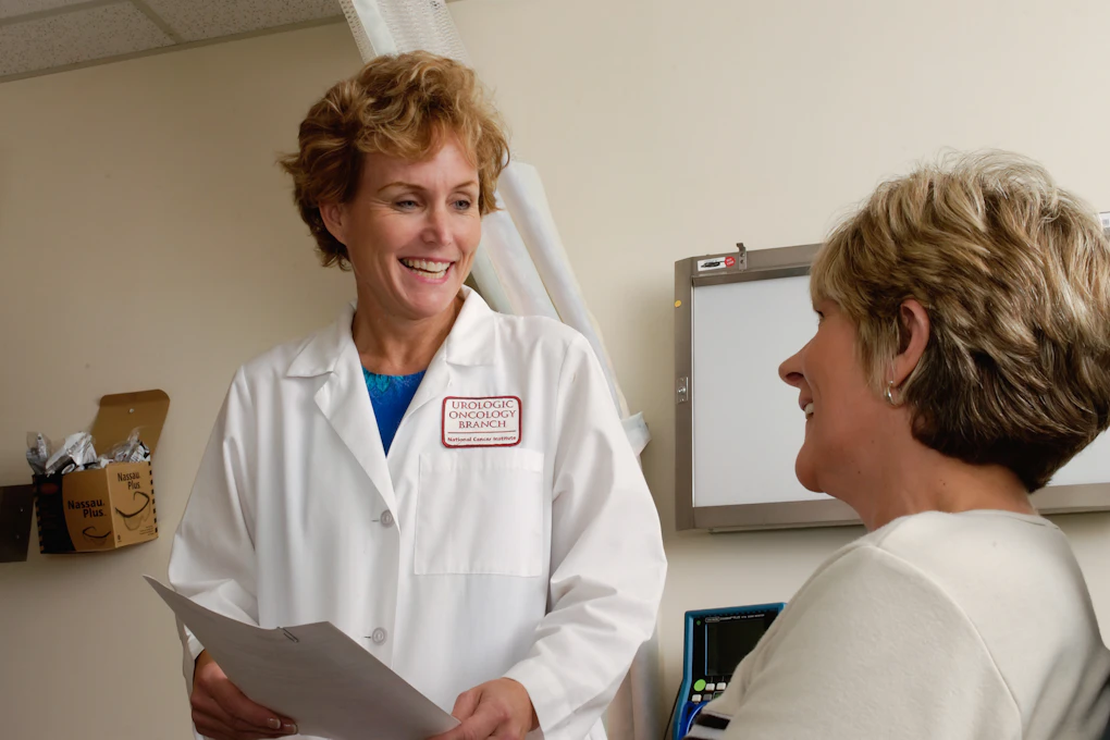 Clinician talking with a patient