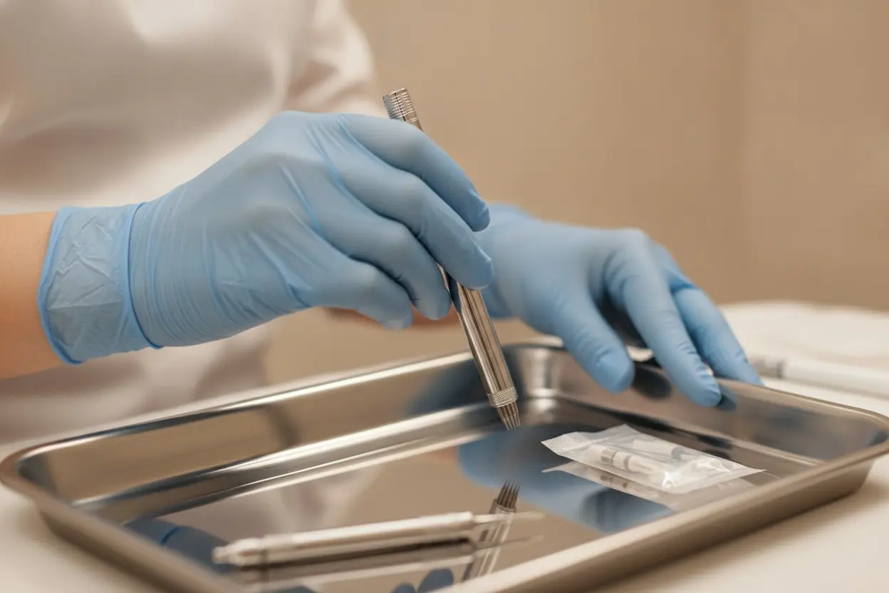 Instruments on a sterile tray